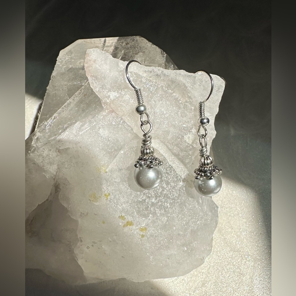 Silver Pearl Drop Earrings